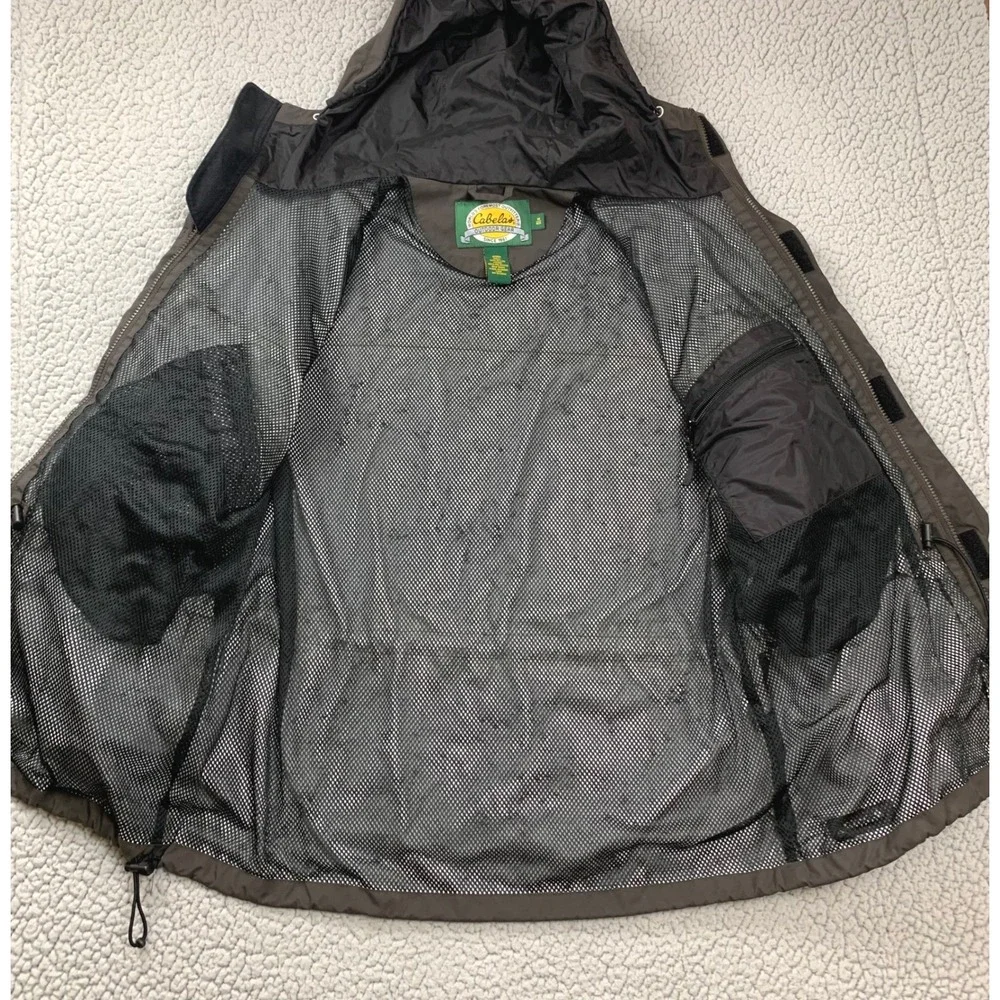 Cabela's Jacket Mens Medium Brown Nylon Mesh Lined Hooded Outdoor Utility 1054